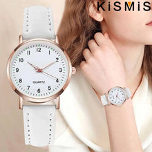 Load image into Gallery viewer, Women Casual Round Quartz Watch Luminous Analog Wristwatch PU Leather Strap for Girls Students