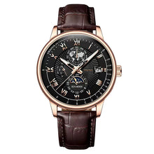 Load image into Gallery viewer, Luxury Man Watch Waterproof Chronograph Moon Phase Pattern Luminous Men's Wristwatch Leather Men Quartz Watches Casual Clock