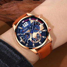 Load image into Gallery viewer, 2PCS Set Luxury Brown Mens Quartz Watches Fashion Male Business Casual Wristwatch with Bracelet