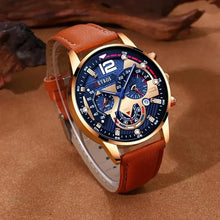 Load image into Gallery viewer, 2PCS Set Luxury Brown Mens Quartz Watches Fashion Male Business Casual Wristwatch with Bracelet