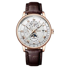 Load image into Gallery viewer, Luxury Man Watch Waterproof Chronograph Moon Phase Pattern Luminous Men's Wristwatch Leather Men Quartz Watches Casual Clock