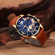 Load image into Gallery viewer, 2PCS Set Luxury Brown Mens Quartz Watches Fashion Male Business Casual Wristwatch with Bracelet