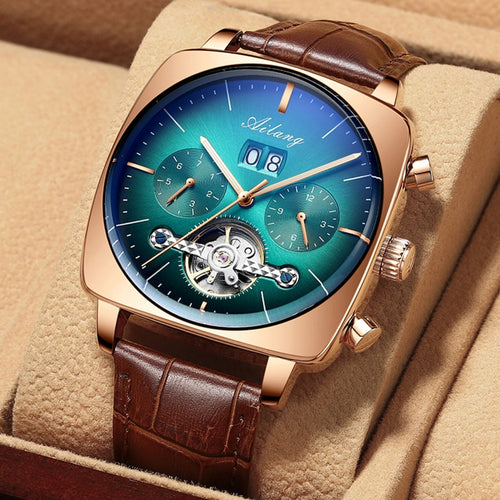 watch men luxury mechanical automatic chronograph Square Large Dial Watch Hollow Waterproof 2020 New mens fashion watches swiss